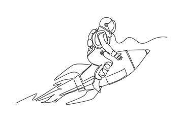 Outer space concept. Single line draw design vector graphic illustration.