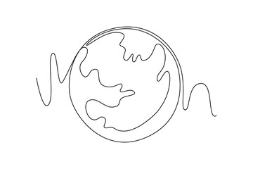 Outer space concept. Single line draw design vector graphic illustration.