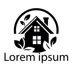Fototapeta premium A black real estate home logo on white simple background