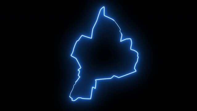 map of Harrisonburg in Virginia with a blue glowing neon effect