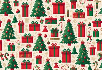  BEIGE christmas background with christmas trees