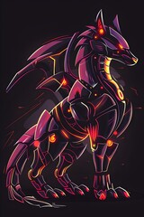Captivating Robotic Creature with Neon Accents   Futuristic Fantasy Digital