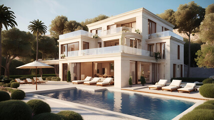 Fototapeta premium Modern villa with pool
