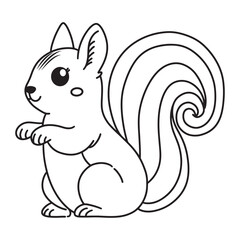 Line art of squirrel cartoon vector illustration