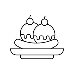 banana split icon with white background vector stock illustration