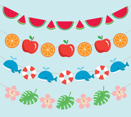 Summer elements icon illustration garland decoration