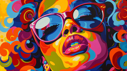 Colorful pop art painting of a woman