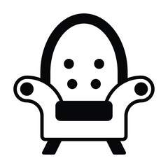 armchair icon vector or logo illustration outline black color style