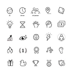 Fototapeta premium Board game icons set. The outline icons are well scalable and editable. Contrasting elements are good for different backgrounds. EPS10. 