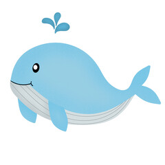 Cute whale cartoon element illustration
