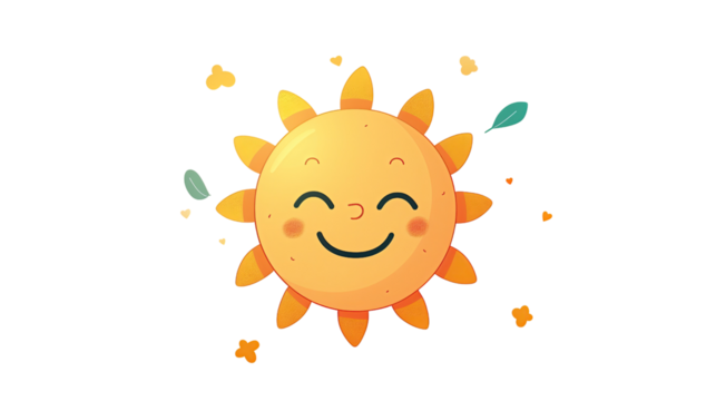 Happy sun sticker on a transparent background