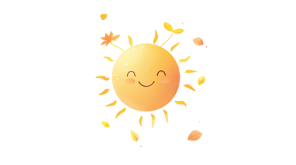 Happy sun sticker on a transparent background