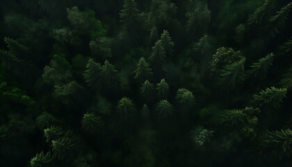 Obraz premium aerial view on green forest, generative ai