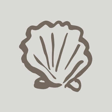 Sea shell logo sketch in elegant neutral colors