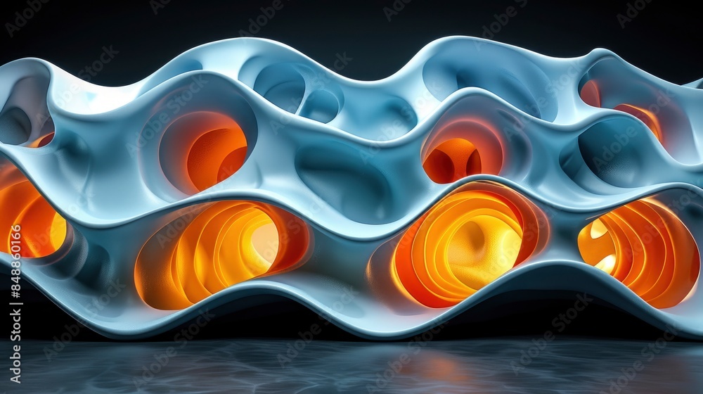 Wall mural Abstract 3D Depiction Of Connections In A Wave Pattern, Abstract Background HD For Designer - Wall murals