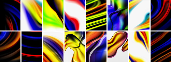 Collection of abstract background with waves, colorful shapes and 3d shadow effect. Vector Illustration For Wallpaper, Banner, Background, Card, Book Illustration, landing page