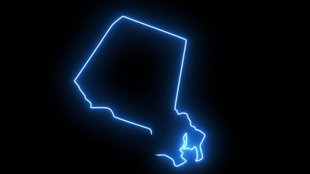 map of Martinsville in Virginia with a blue glowing neon effect