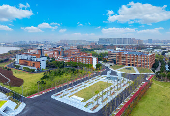 Obraz premium An aerial view of Ningbo University in Zhejiang Province, China