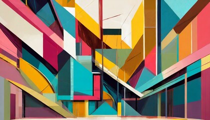 Colorful abstract art background in modular constructivism style, art design