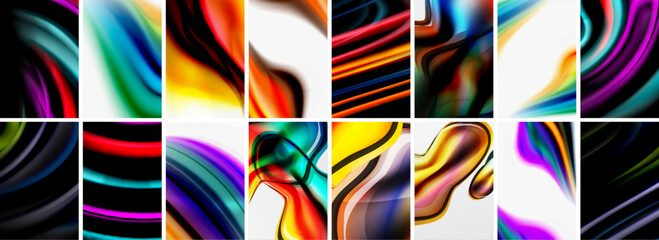 Collection of abstract background with waves, colorful shapes and 3d shadow effect. Vector Illustration For Wallpaper, Banner, Background, Card, Book Illustration, landing page