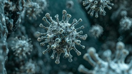 Macro close up of bacteria and virus cells in laboratory petri dish for scientific study