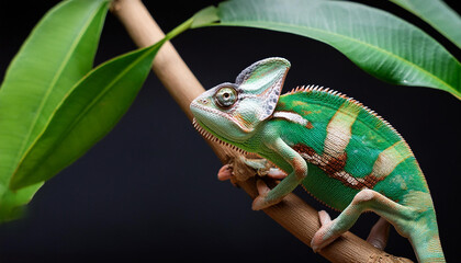 Fototapeta premium chameleon on a branch tree 