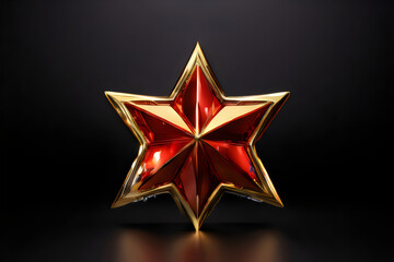 red star that is on a black background