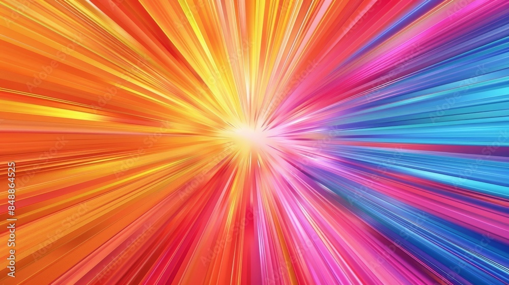 Fototapete Pop colorful exploding radial lines background, high quality. Generative AI.