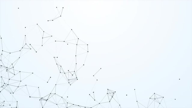 White corner plexus molecule connection background. Futuristic technology plexus corner background white. Seamless loop 