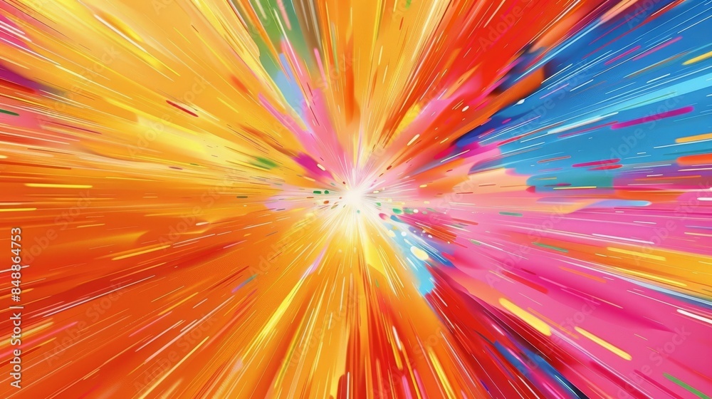 Fototapete pop colorful exploding radial lines background, high quality. generative ai.
