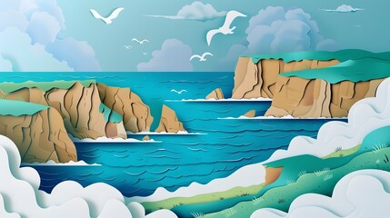 Picturesque Coastal Landscape with Rugged Cliffs and Turquoise Waters