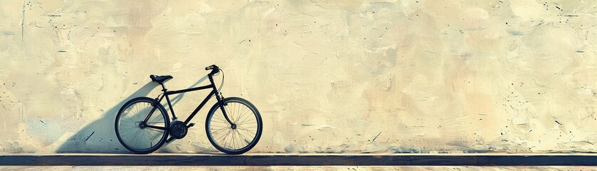 Fototapeta premium Shadowy silhouette of a bicycle abstract on a solid cream background