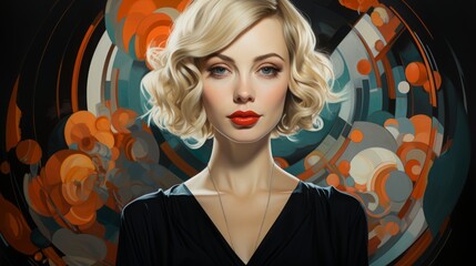 A beautiful girl dressed in Art Deco style with a hairstyle and dress in the style of 1920-1930. a poster for a themed or jazz party. a portrait of a woman.