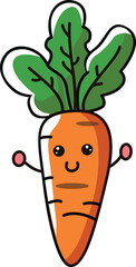 Carrot with kawaii eyes. Flat design vector illustration of a carrot
on a white background.