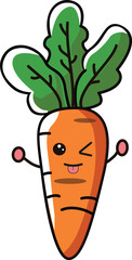 Carrot with kawaii eyes. Flat design vector illustration of a carrot
on a white background.