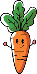 Carrot with kawaii eyes. Flat design vector illustration of a carrot
on a white background.