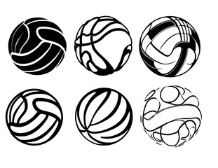 Volleyball icons set. Outline set of volleyball vector icons. volleyball eps. Cut file cricut, silhouette use