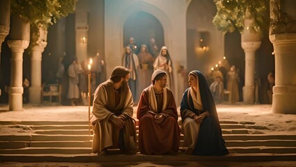 Joseph Mary and the Angel at the Temple Generative AI