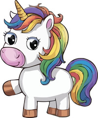 Charming Rainbow-Maned Unicorn - Cartoon Character Illustration