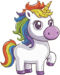 Charming Rainbow-Maned Unicorn - Cartoon Character Illustration