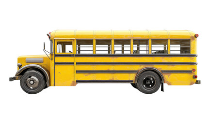 Yellow school bus on a transparent background