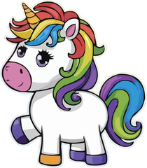 Charming Rainbow-Maned Unicorn - Cartoon Character Illustration