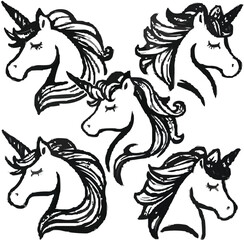 Happy Magic Unicorn with Colorful Mane and Tail - Cute Cartoon Vector