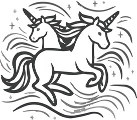 Happy Magic Unicorn with Colorful Mane and Tail - Cute Cartoon Vector