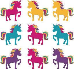 Adorable Cartoon Unicorn with Rainbow Mane and Tail - Vector Illustration