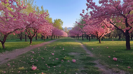 Naklejka premium Sakura grove..generative ai