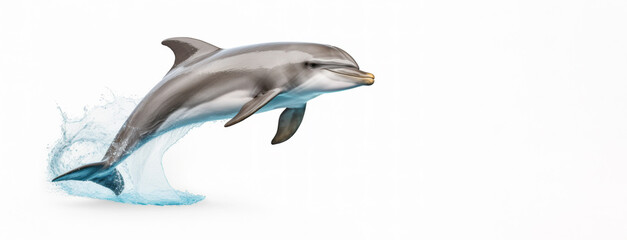 Obraz premium Single jumping bottlenose dolphin isolated on white background