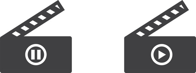 Movie clapper board icon set