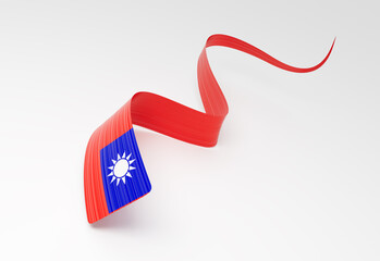 3d Flag Of Taiwan 3d Shiny Waving Taiwan Ribbon Flag Isolated On White Background 3d Illustration