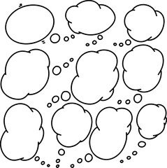 Set of hand drawn speech bubbles. Doodle speech bubbles. Vector illustration